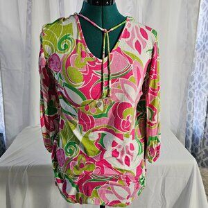Beach Candi Floral Abstract Blouse – Size 8